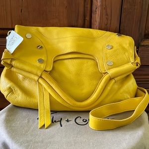 NWT FOLEY & CORINNA LADY SUNSHINE YELLOW LEATHER HOBO CROSSBODY HANDBAG